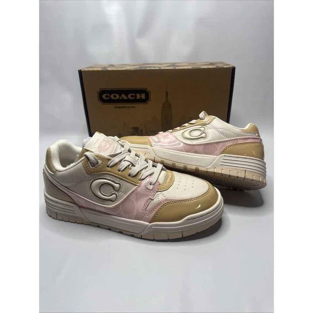 NEW Coach Woman Soho Sneaker With Patent Signature Candy Pink/Light Beige CEE45